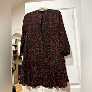 Whistles Lilly Lips Print Pintuck Dress